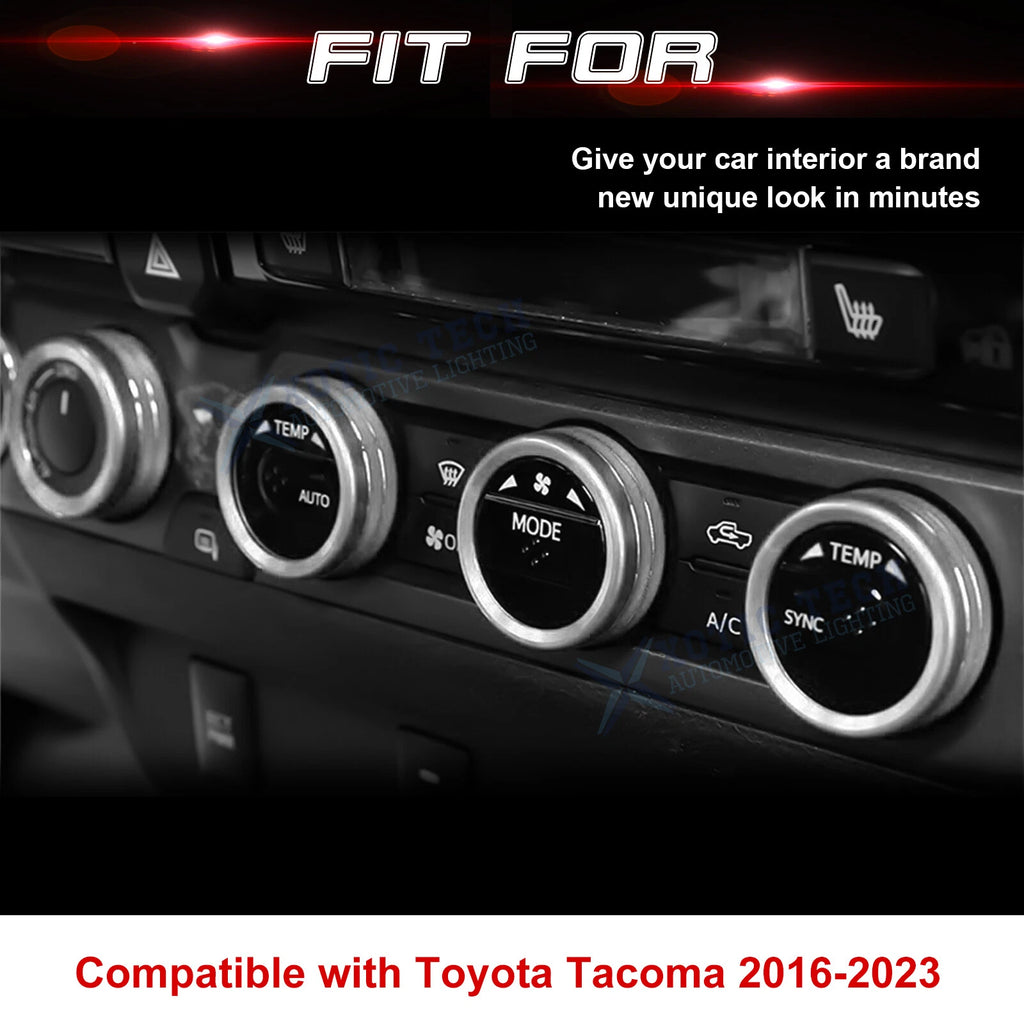 Silver AC Climate Control Ring Knob Trim Cover for Toyota Tacoma (2016-2023)