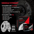 10.3in Rear Brake Rotors & Ceramic Pads for Hyundai Elantra GT Veloster (2013–2019)