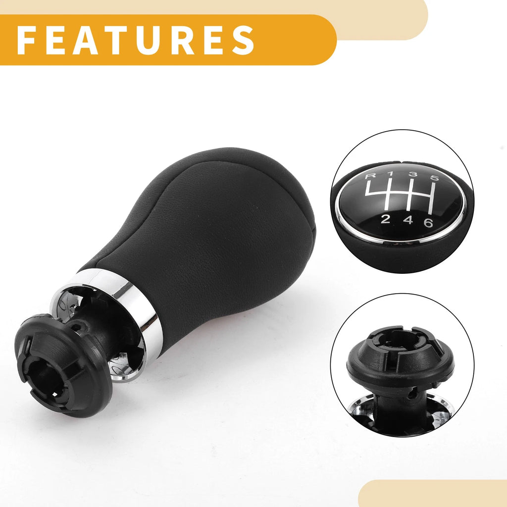 6 Speed Manual Gear Shift Knob for Audi A3 (2008–2013) Plastic Faux Leather Black