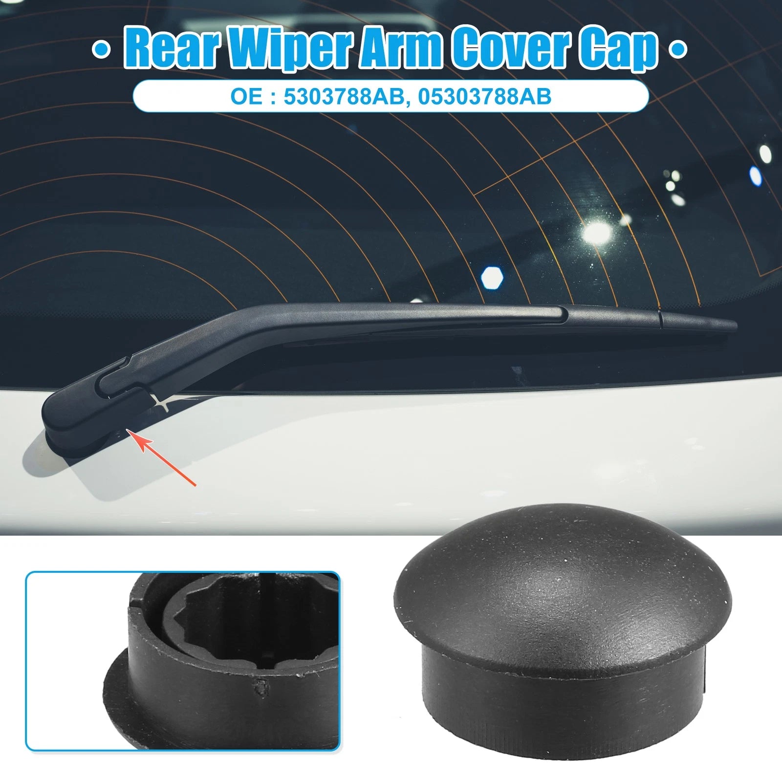 Rear Windshield Wiper Arm Nut Cover Cap for Jeep Compass (2007–2017) Black