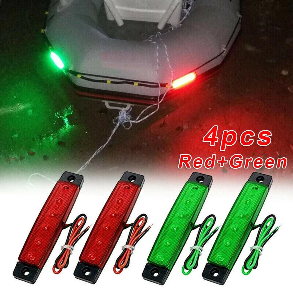 Set of 4 Boat Navigation LED Red Green Stern Lights for Marine Use