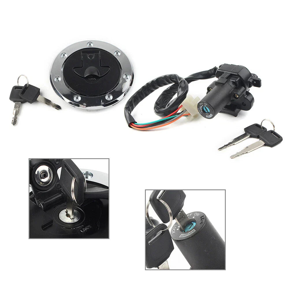 Fuel Gas Cap Ignition Switch Lock Set for Kawasaki Ninja ZX6R ZX7R ZX9R (2000-2002)