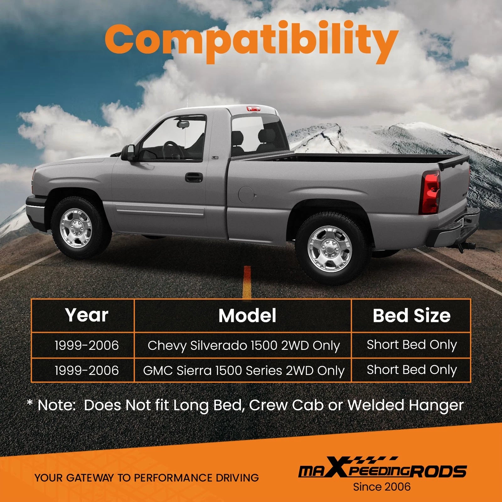 4 in Rear Drop Shackles Hangers Kit for Chevy Silverado Sierra (1999–2006)