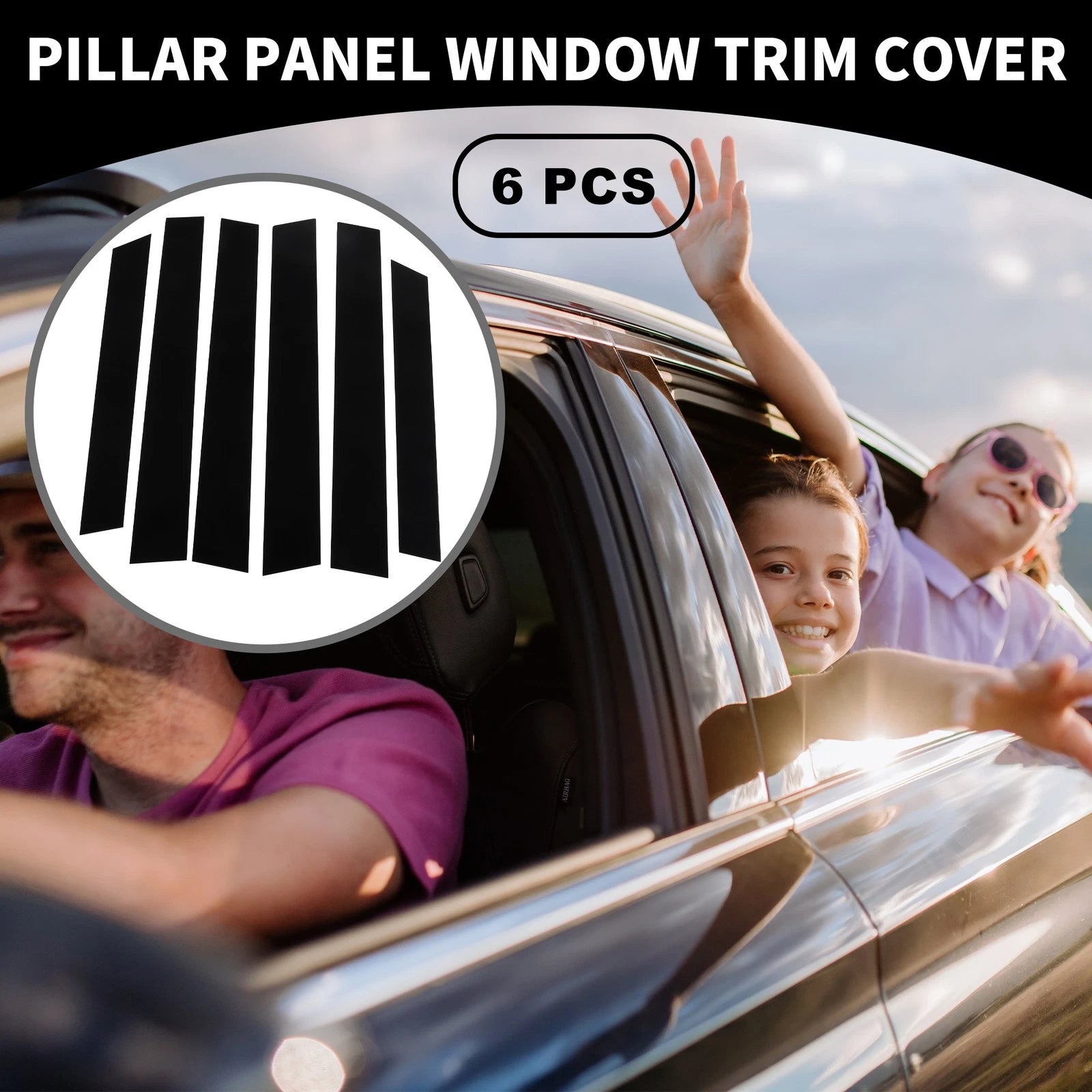 Set of 6 Car Pillar Window Trim Covers for Honda CR-V (2007–2011) Black