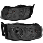 Pair of Smoked Housing Clear Corner Headlights for Dodge Ram 1500/2500/3500 (2002–2005)