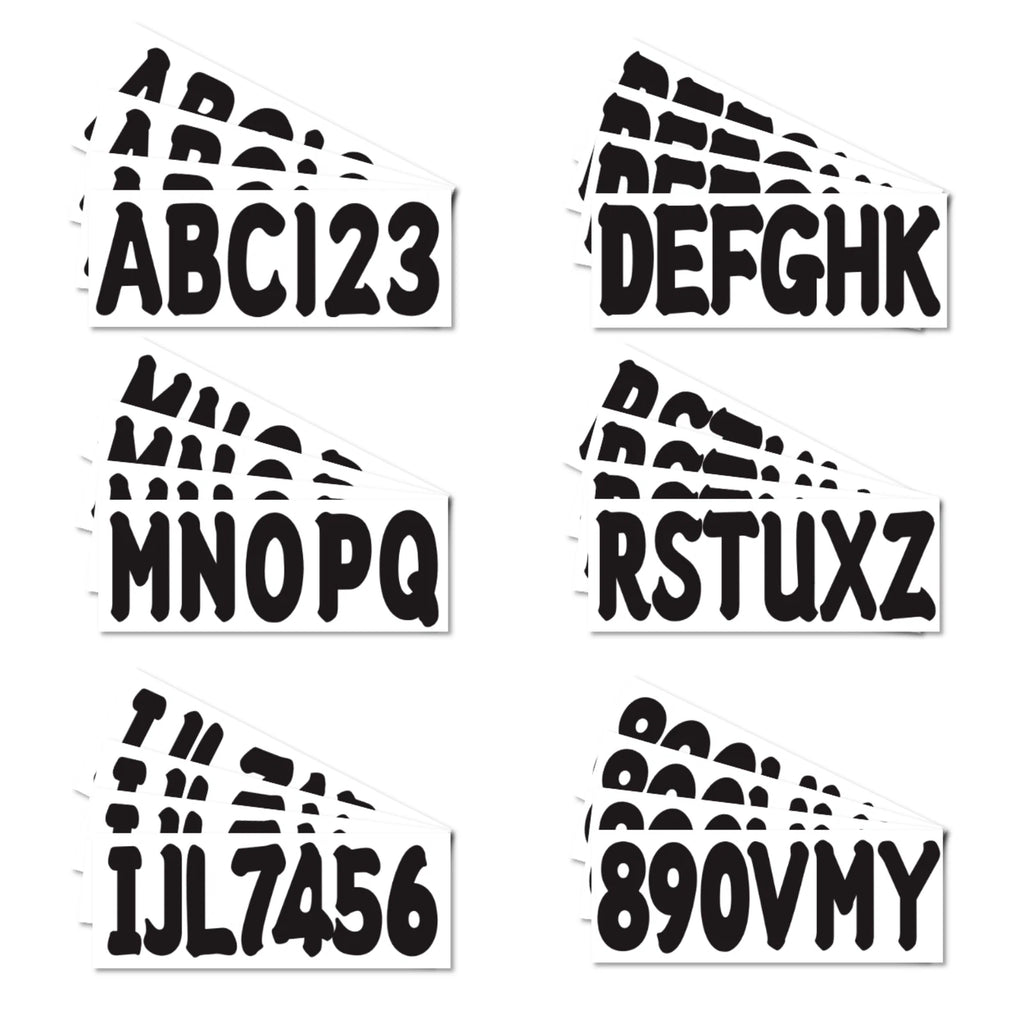 Boat Registration Sticker Decals A-Z Letters 0-9 Numbers Black