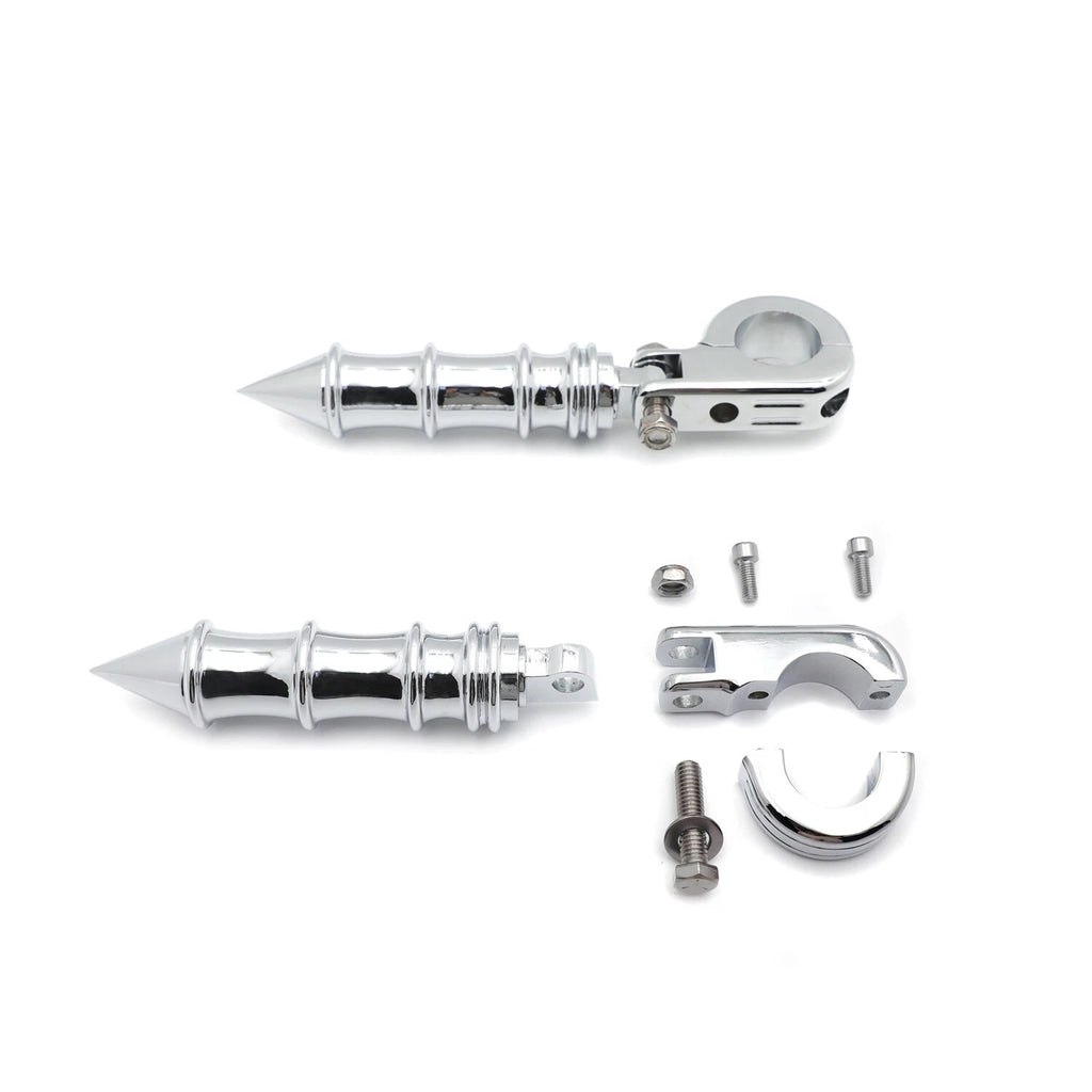 Chrome Bamboo 1.25" FootPeg P-Clamp for Honda GoldWing Shadow Valkyrie