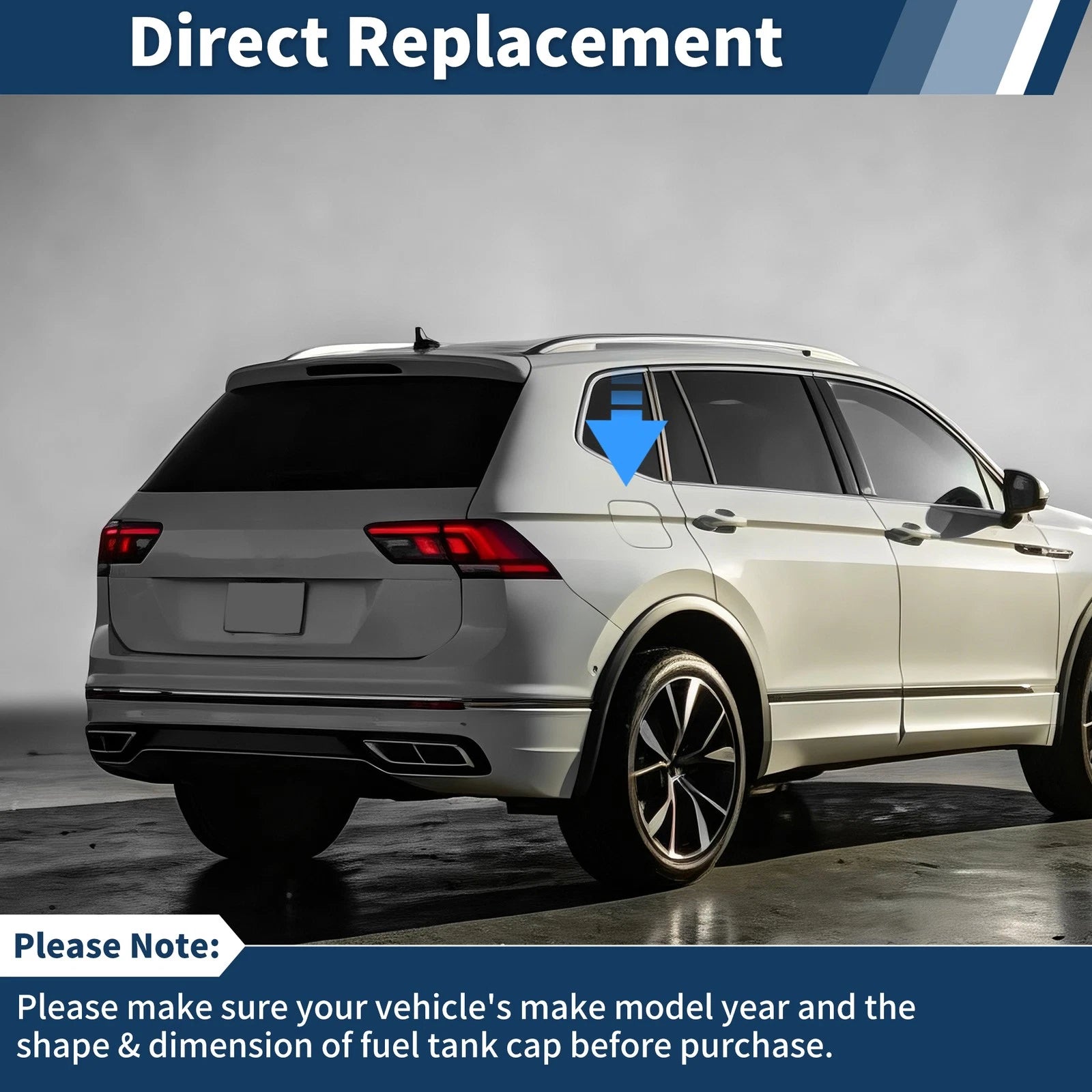 Rear White Fuel Door Gas Filler Lid Cover Cap 5NN809909 for VW Tiguan (2018–2024)
