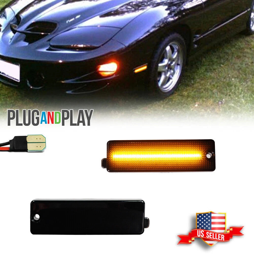Smoked Amber LED Front Bumper Side Marker Lights for Pontiac Firebird (1998–2002)