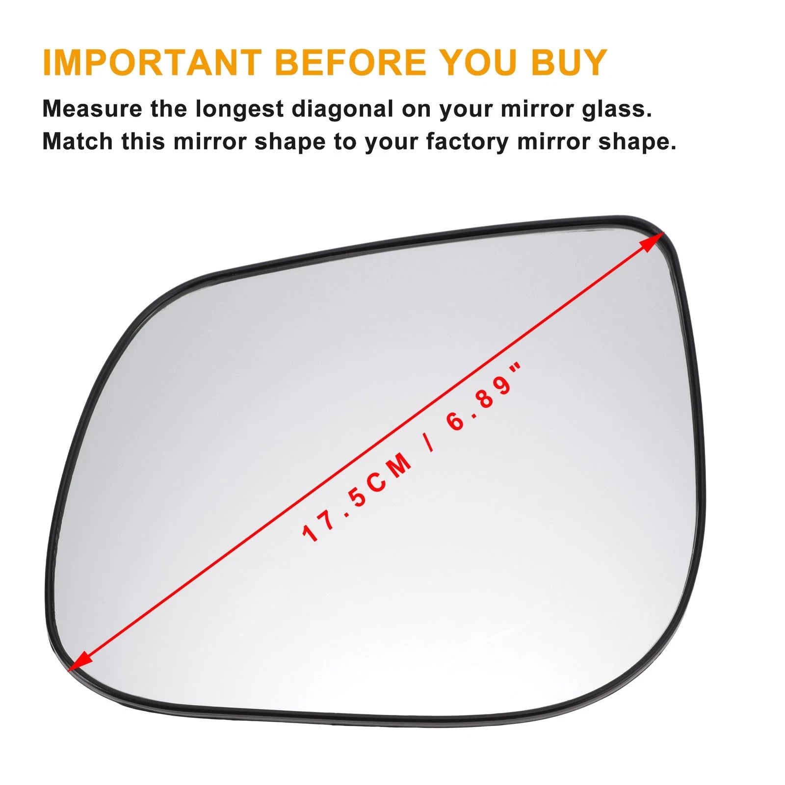 Left Side White Mirror Glass w/ Back Non-heated for KIA Picanto (2012–2020)