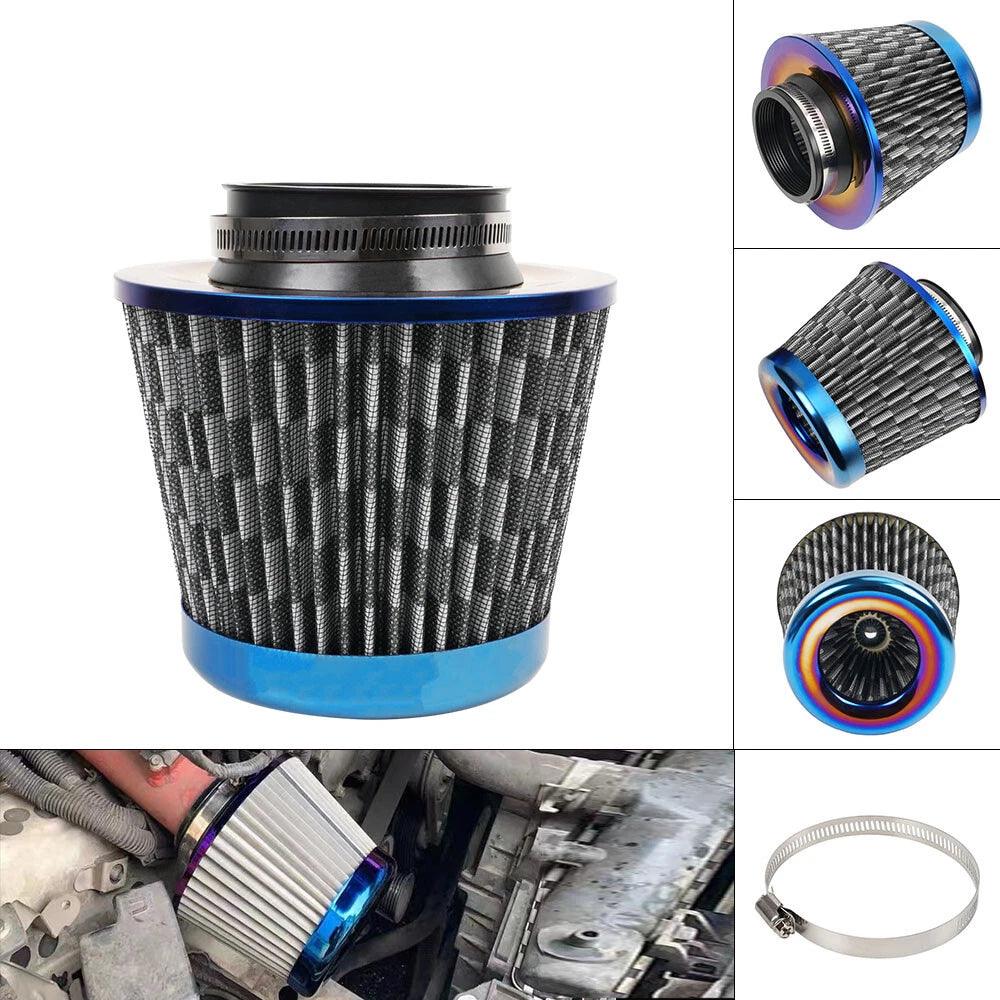 3" Blue High Flow Inlet Cold Air Intake Filter for Cars