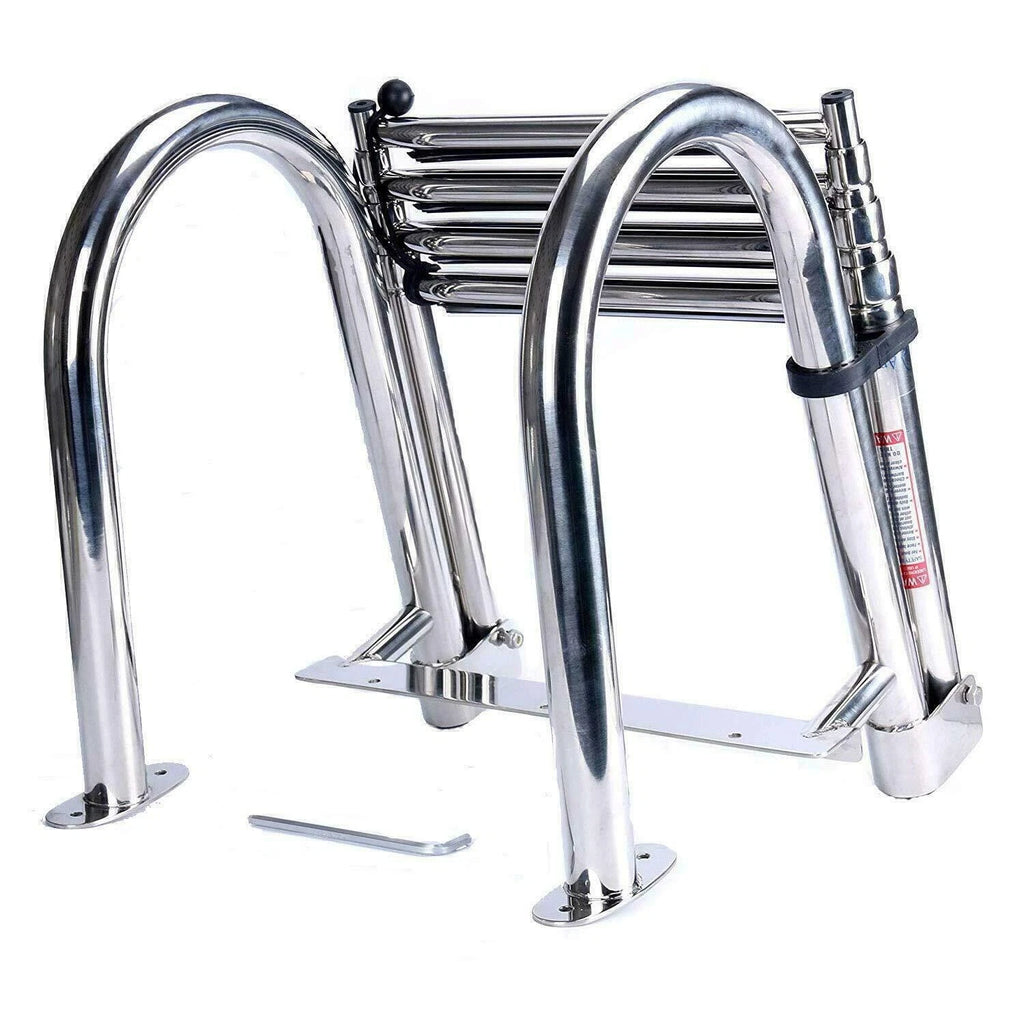 4 Step Telescoping Folding Boat Ladder for Marine Dock Yacht (Stainless Steel)