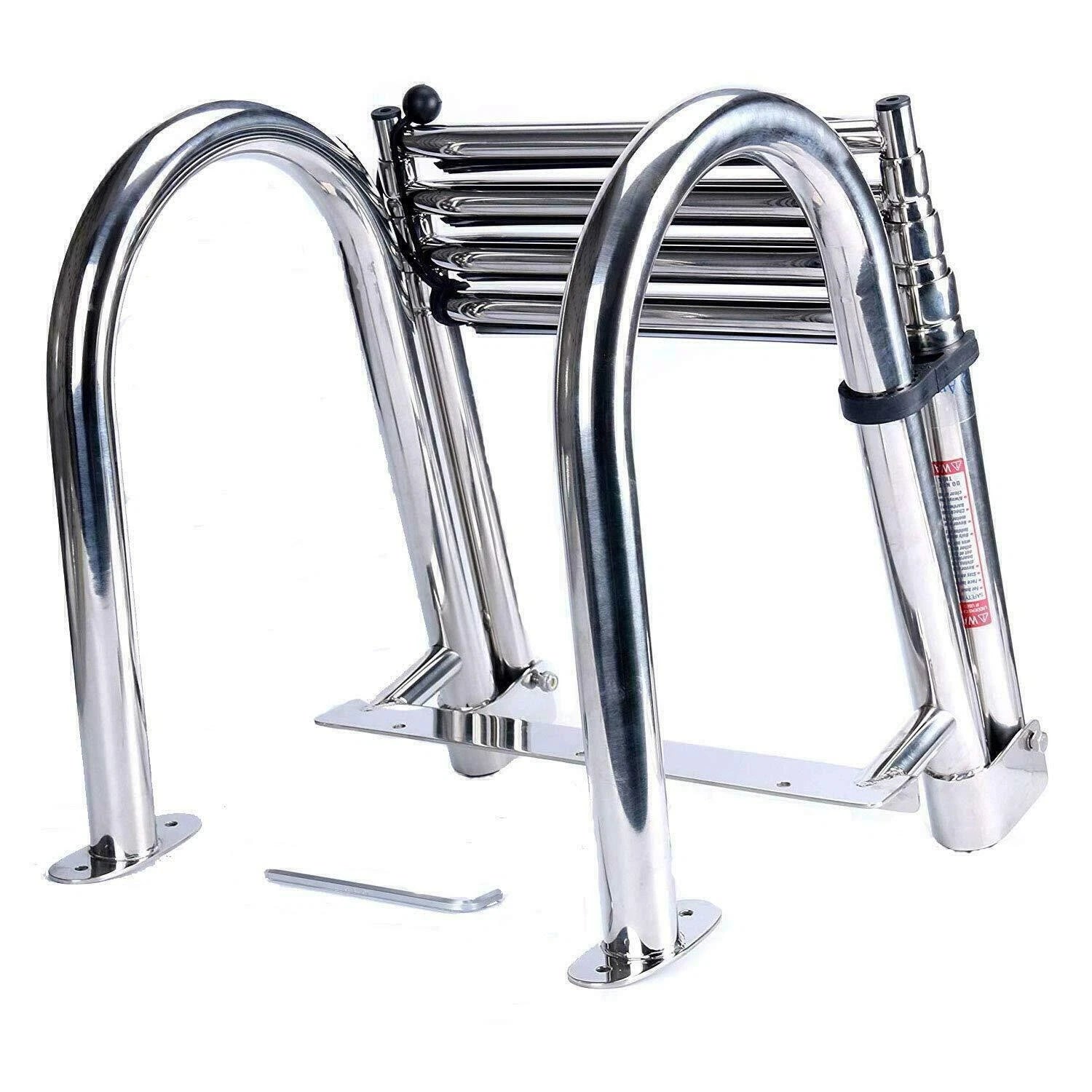 4 Step Telescoping Folding Boat Ladder for Marine Dock Yacht (Stainless Steel)