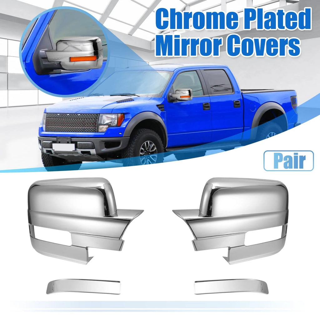 Pair of Chrome Plated Full Mirror Covers with Turn Signal for Ford F150 (2009–2014)
