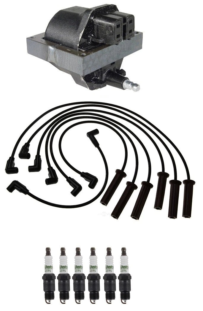 Ignition Wires & Spark Plugs Kit for Buick Chevrolet GMC Isuzu V6 (1 Coil, 6 Plugs)