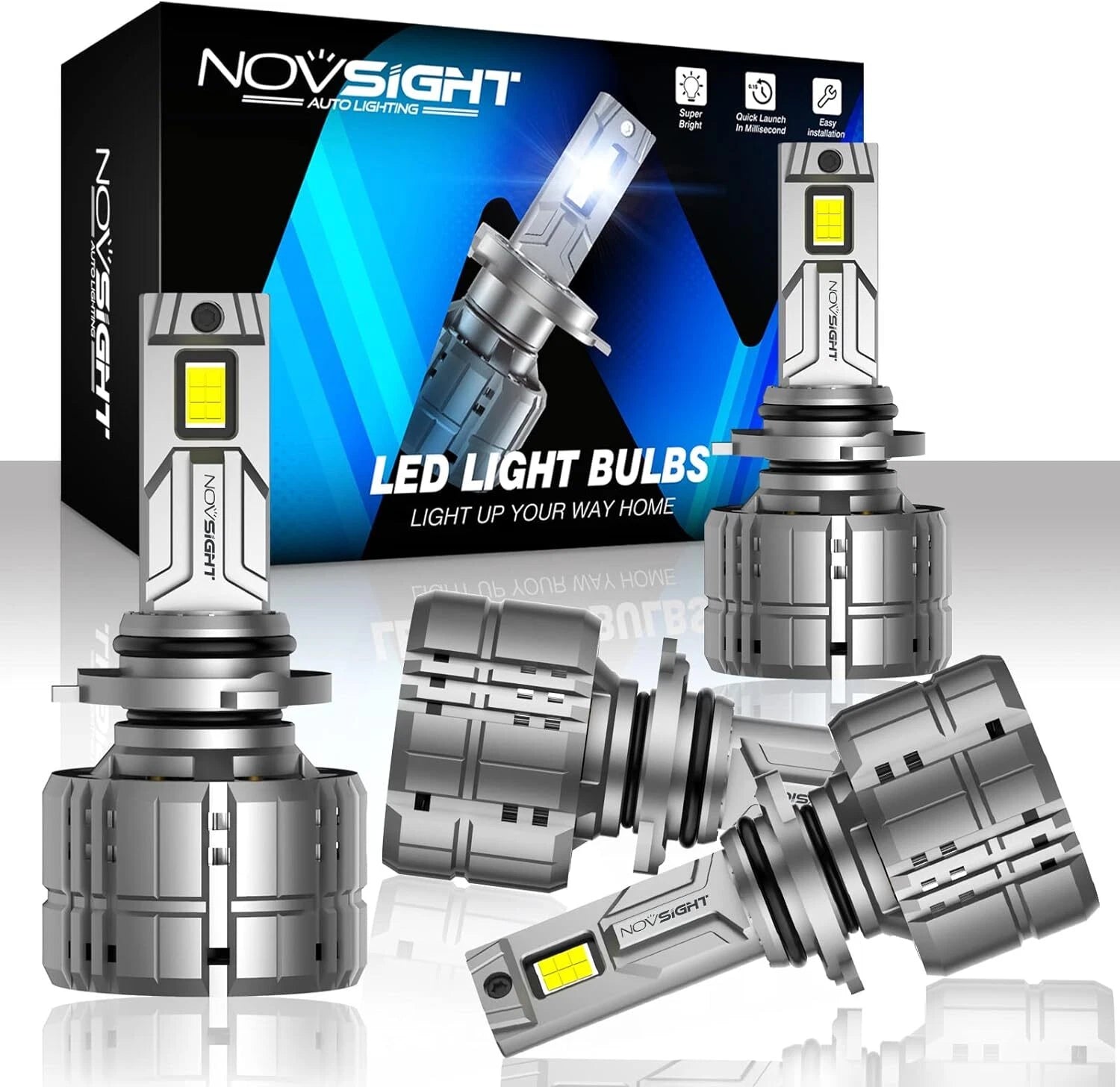 Set of 4 LED Headlight Bulbs 9005 HB3 9006 HB4 for NOVSIGHT