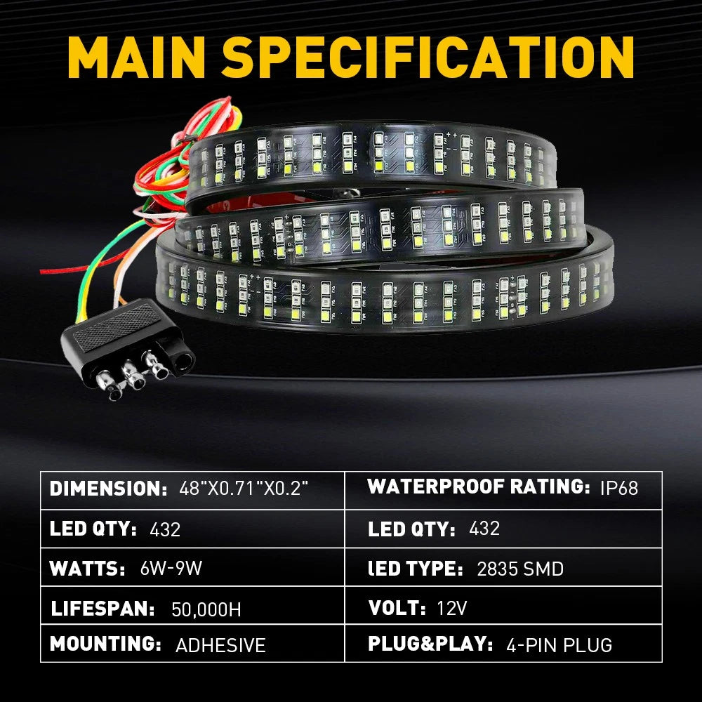 3X LED Strip Tailgate Light Bar for Chevy Ford Dodge (48")