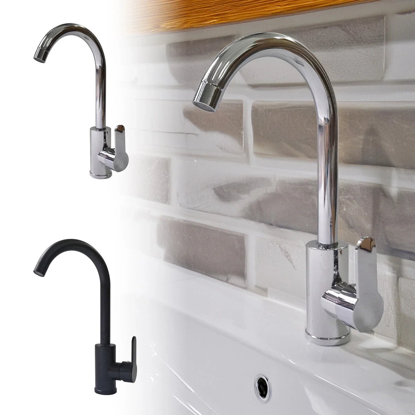 ABS Plastics Kitchen Faucet Sink Mixer Sprayer Single Handle w/Hoses Hot/Cold