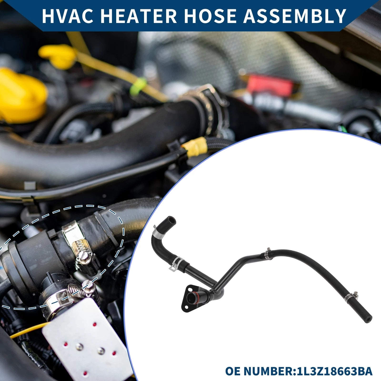 HVAC Heater Hose Assembly for Ford E-150 Club Wagon (No. 1L3Z18663BA)
