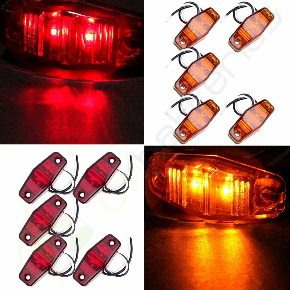 Pack of 10 Side Marker Lights for (Amber + Red)