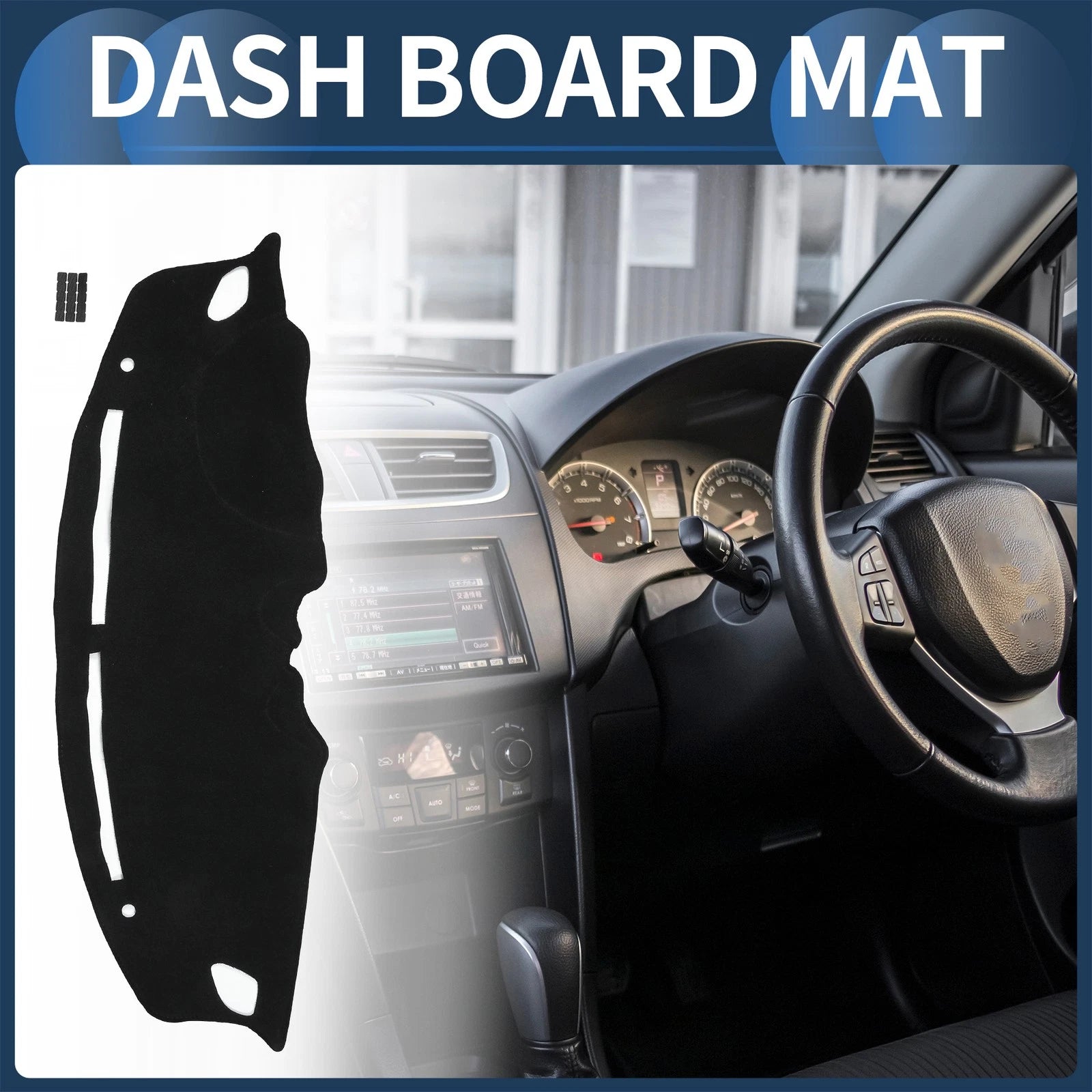 Dashboard Cover Mat for Suzuki Swift ZC (2017–2024) Black Set of 1