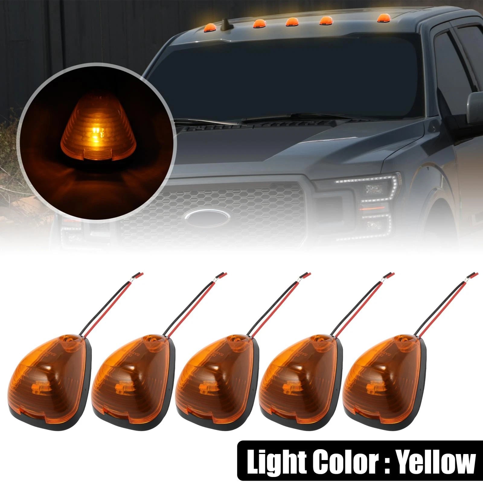 5X Cab Marker Light Yellow Covers for Ford F150 (1999–2016)