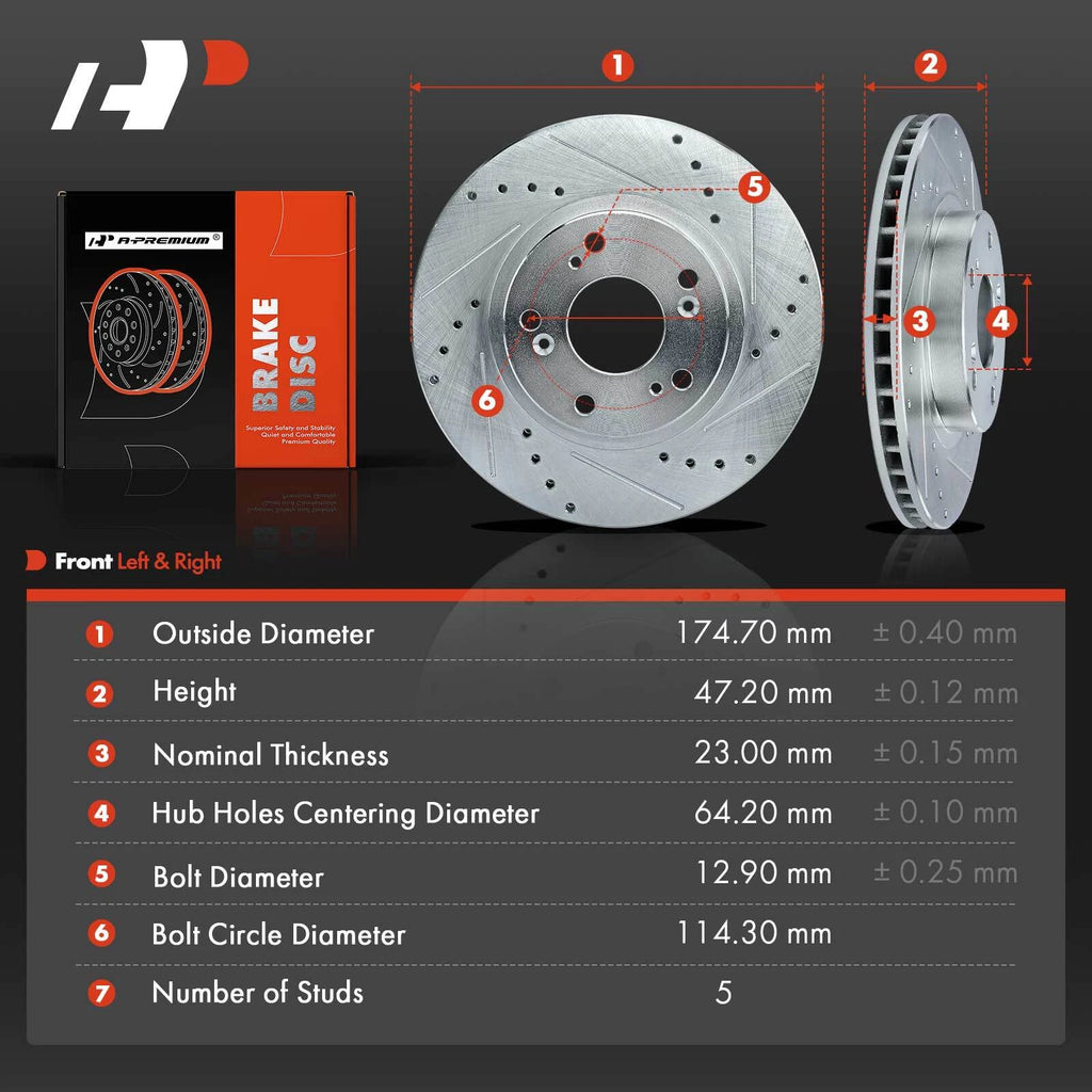 Front Drilled Brake Rotors for Honda CR-V (2002–2004)