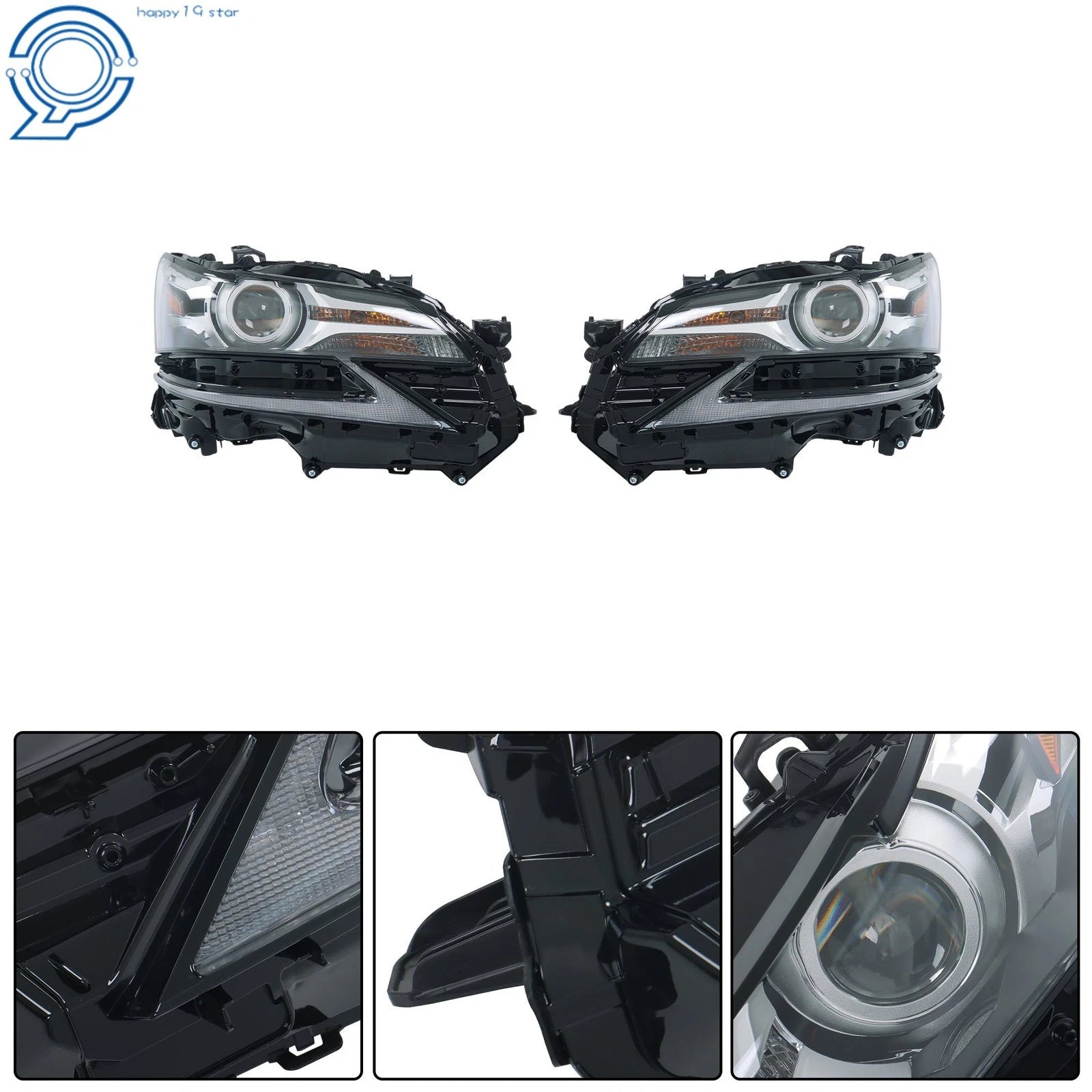 Set of 2 LED Headlights Assembly for Lexus GS450h GS350 GSF (2016–2018)