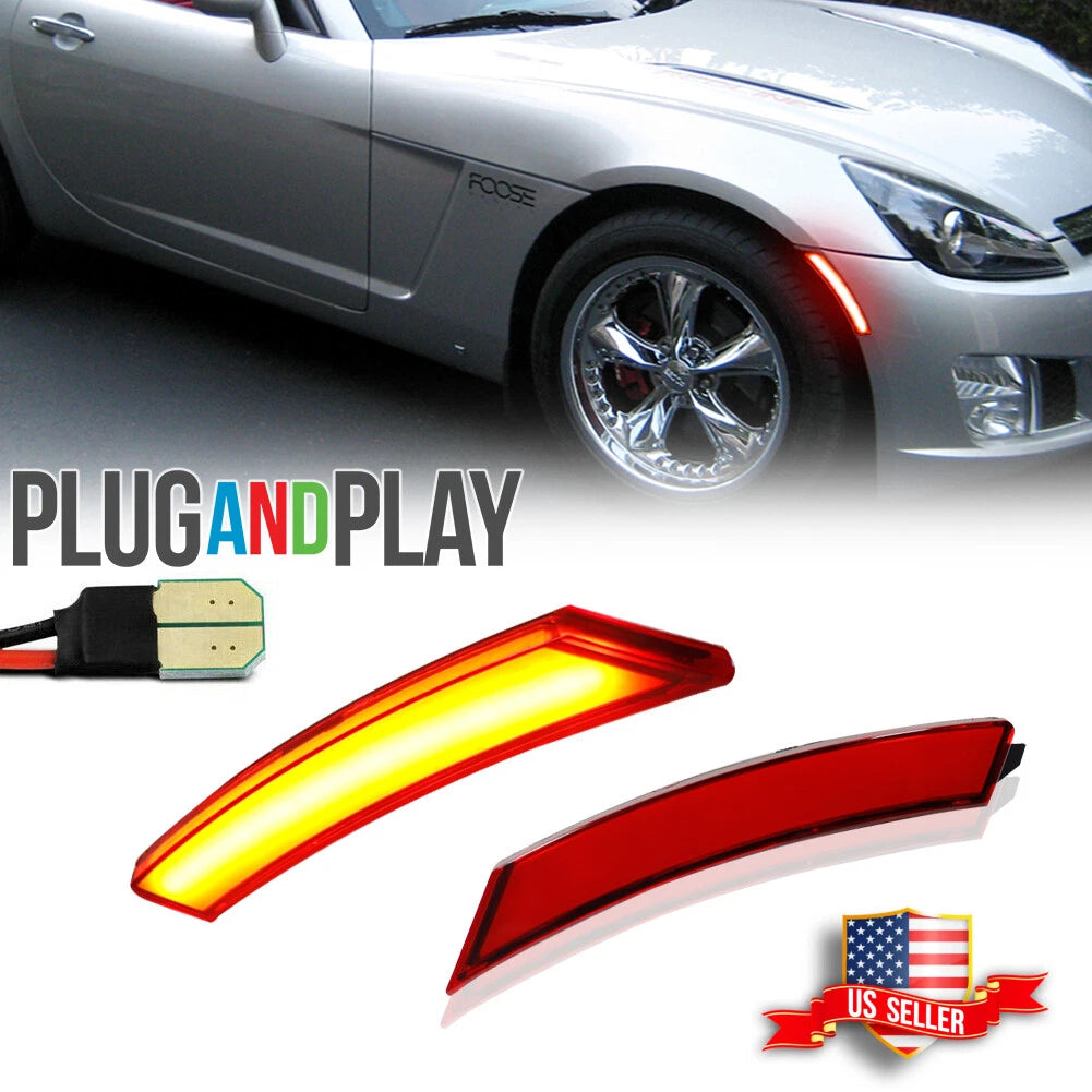 2X Red LED Front Side Marker Lights for Pontiac Solstice (2006–2010)