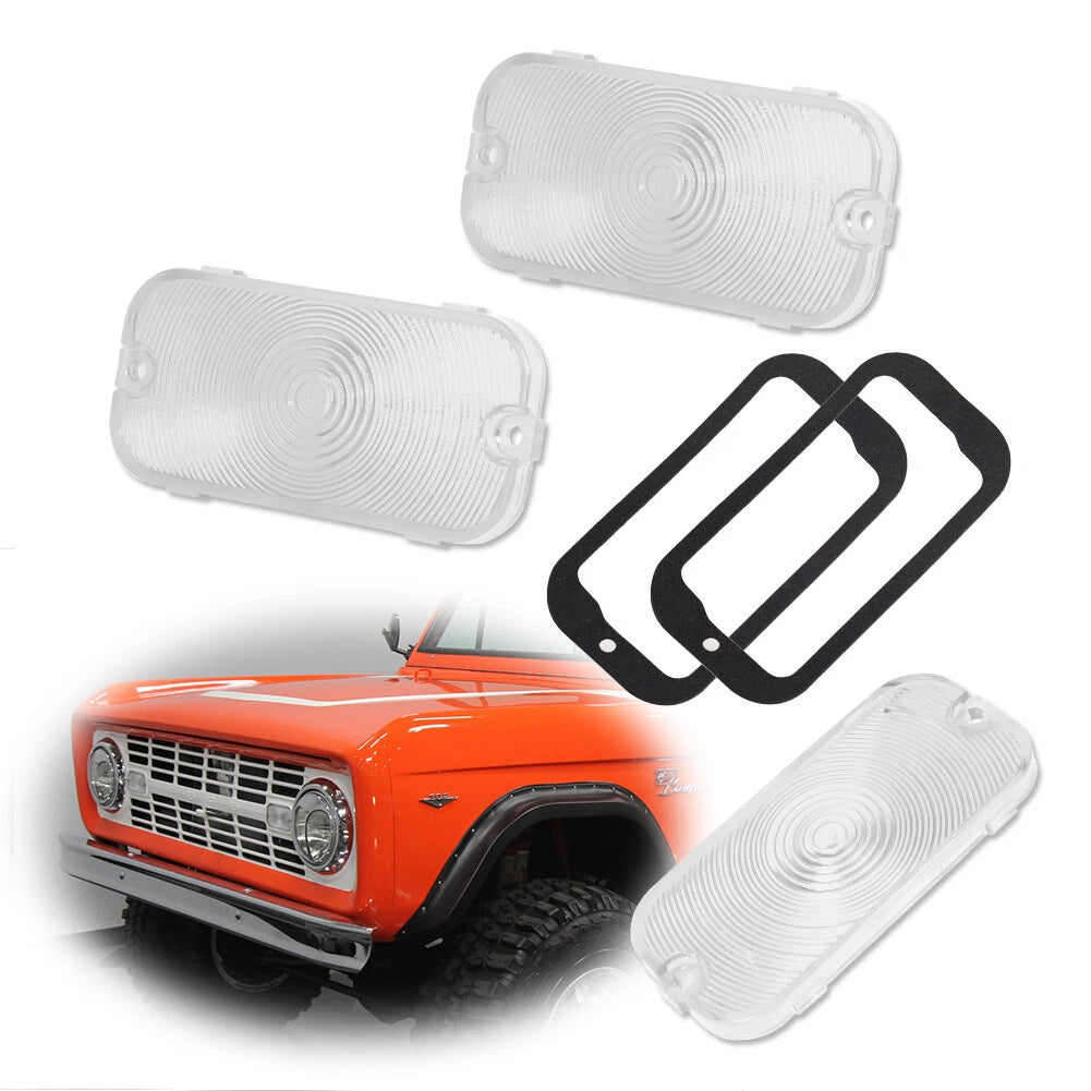 Clear Front Turn Signal Light Lens Set for Ford Bronco (1966–1968)