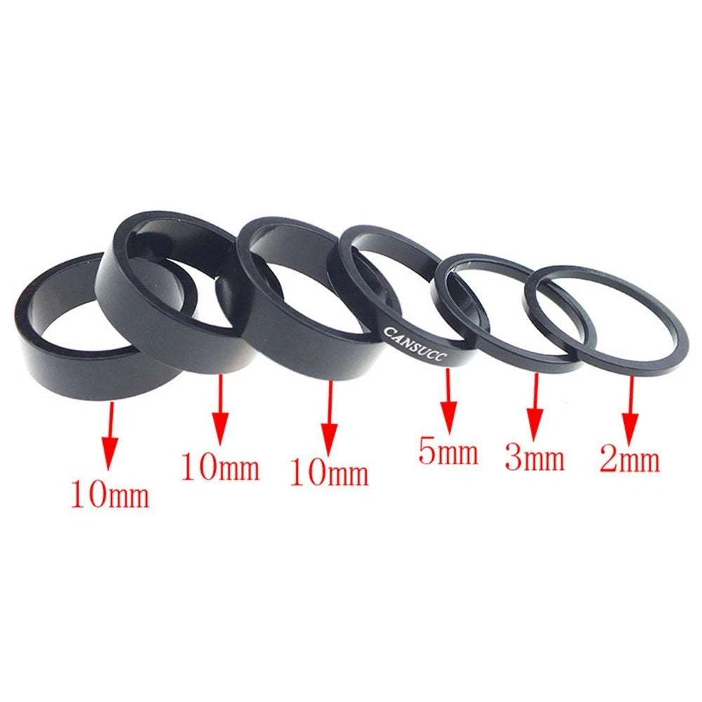 Set of 6 Aluminum Headset Spacers for Bicycle (1-1/8", 2/3/5/10mm)