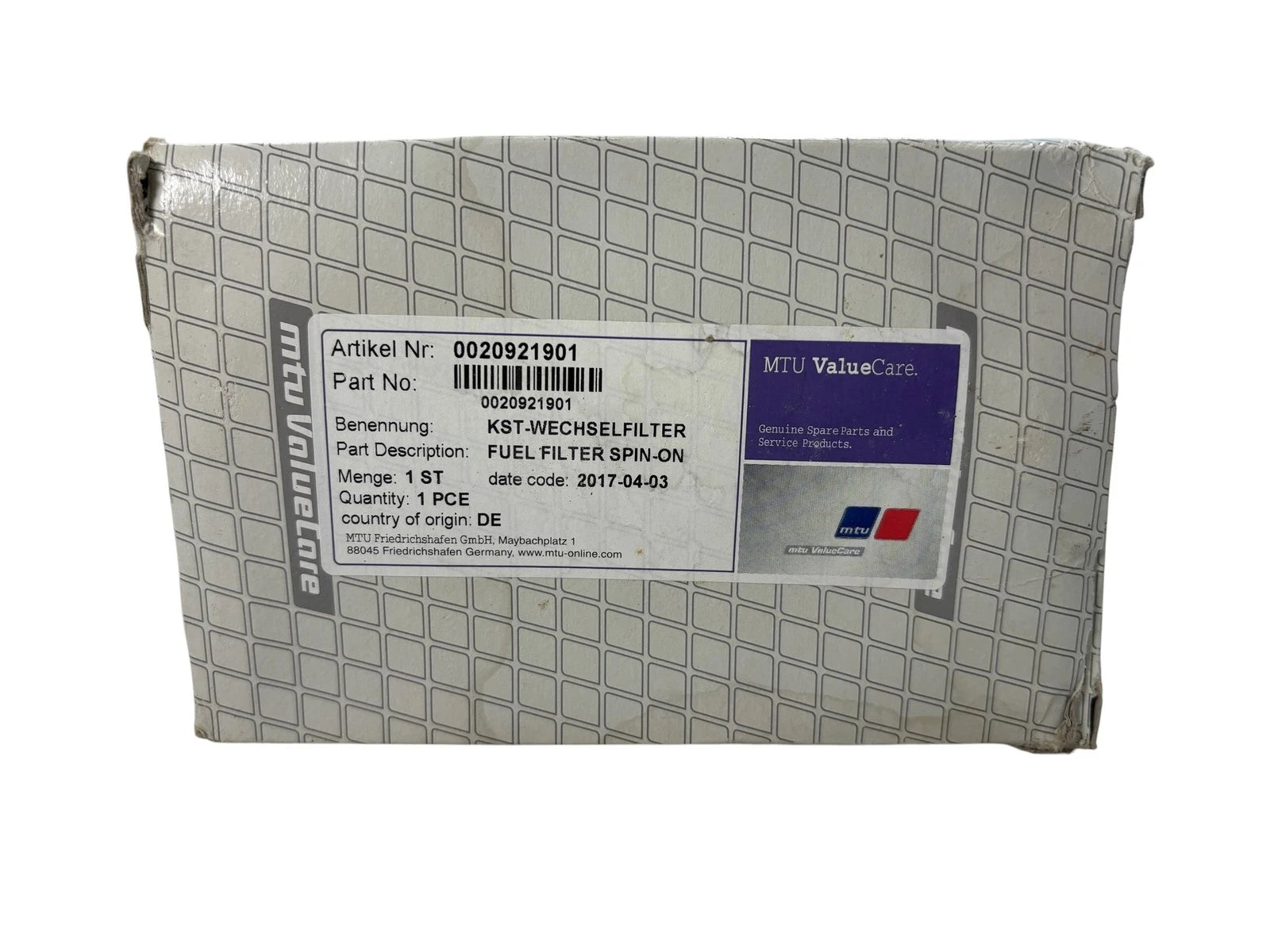 Fuel Filter Spin-On for MTU ValueCare (0020921901)
