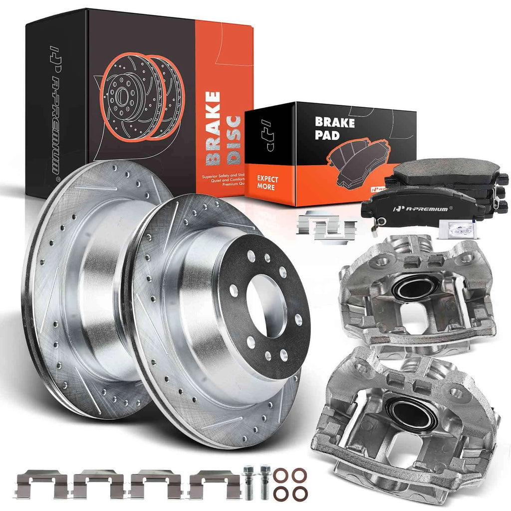 Set of 8 Rear Drilled Brake Rotors and Pads for Chevy Trailblazer (2002–2009)