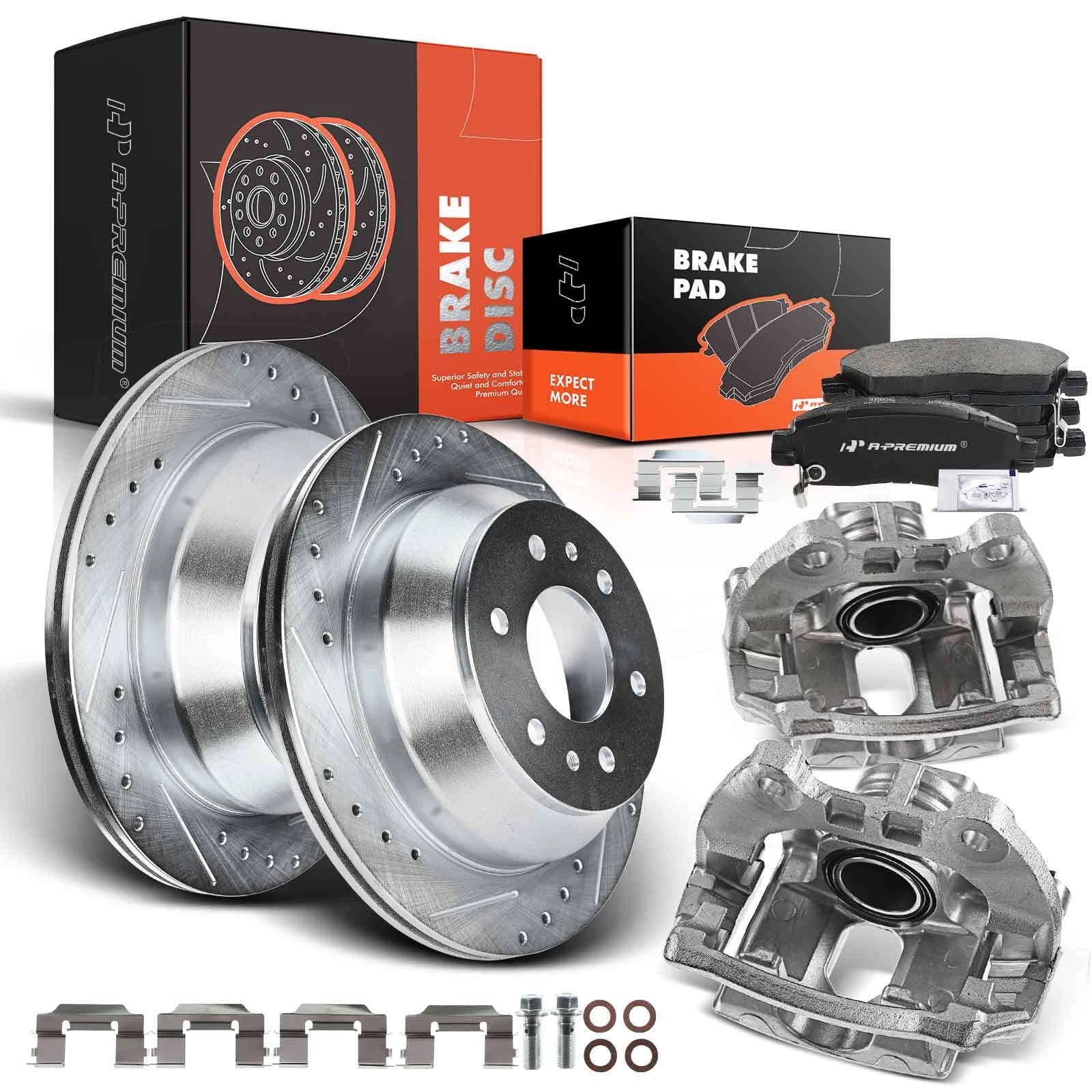 Set of 8 Rear Drilled Brake Rotors and Pads for Chevy Trailblazer (2002–2009)