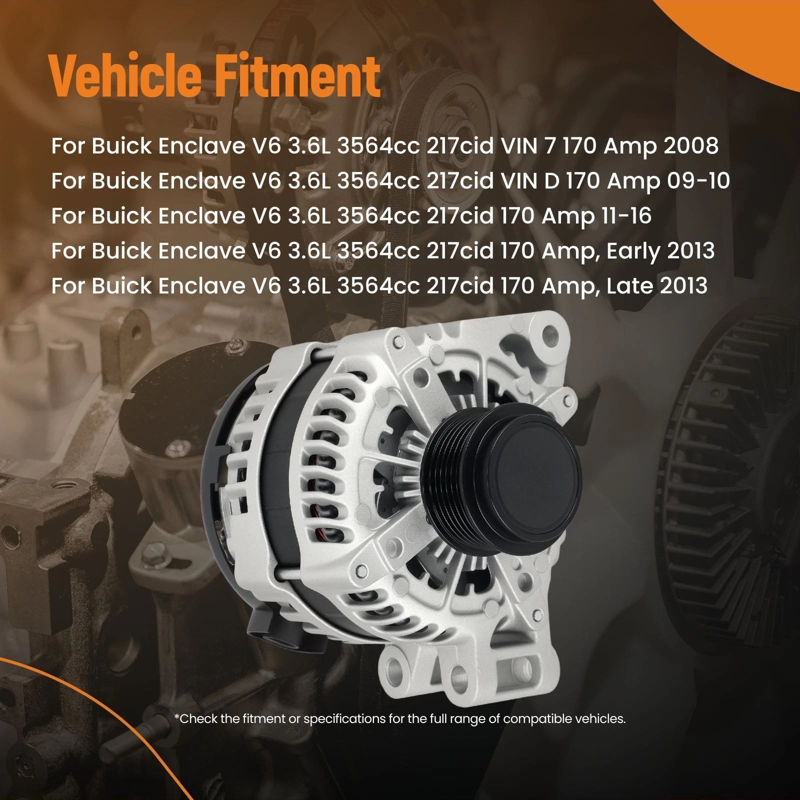 6PV Alternator 170A for GMC Acadia (2011–2013) 400-52153 23279588