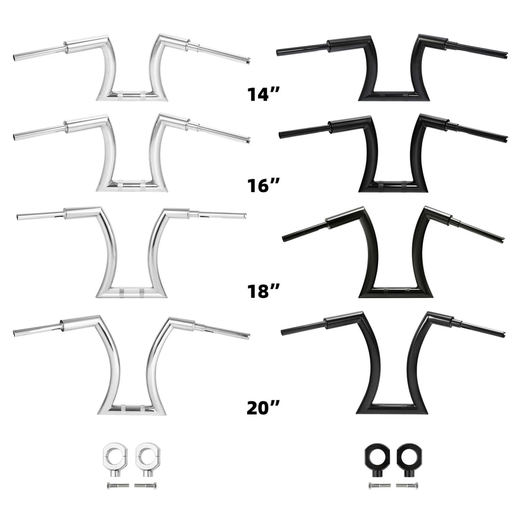 Set of 4 Rise 2" Ape Hanger Handlebar & Risers for Harley Softail (14-20)