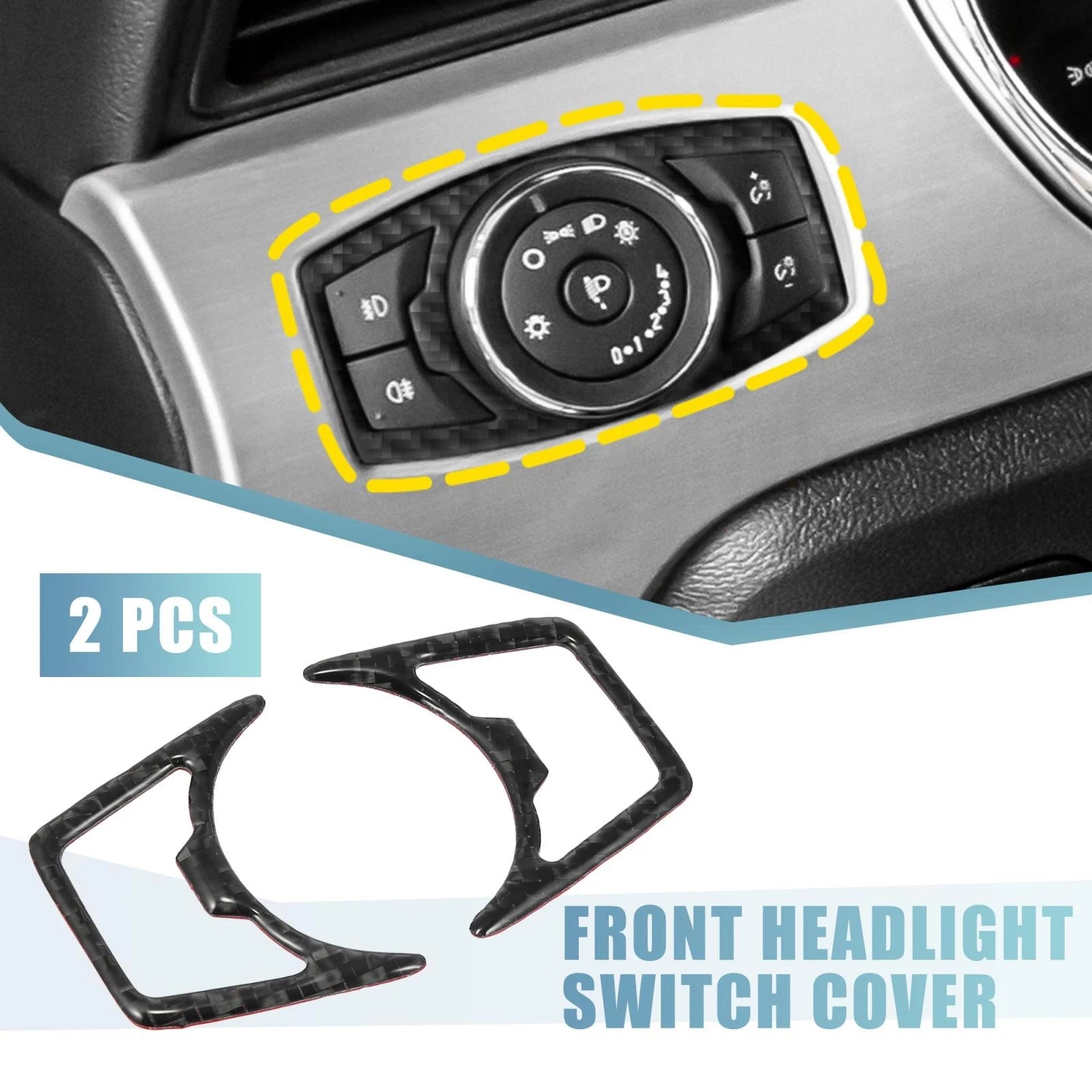 2X Headlight Lamp Switch Trim Cover for Ford Mustang (2015–2020)