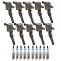 Set of 10 Ignition Coils & Double Iridium Spark Plugs for Ford 6.8 V10 (2000–2008)
