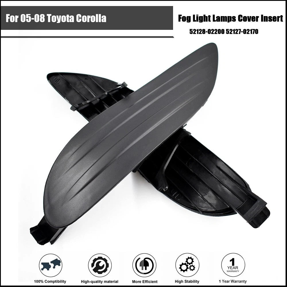 Fog Light Cover Pair for Toyota Corolla (2005–2008) Black Plastic