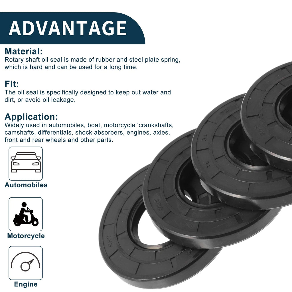 Set of 5 Oil Seal Rotary Shaft Seals NBR Rubber 34x72x10mm