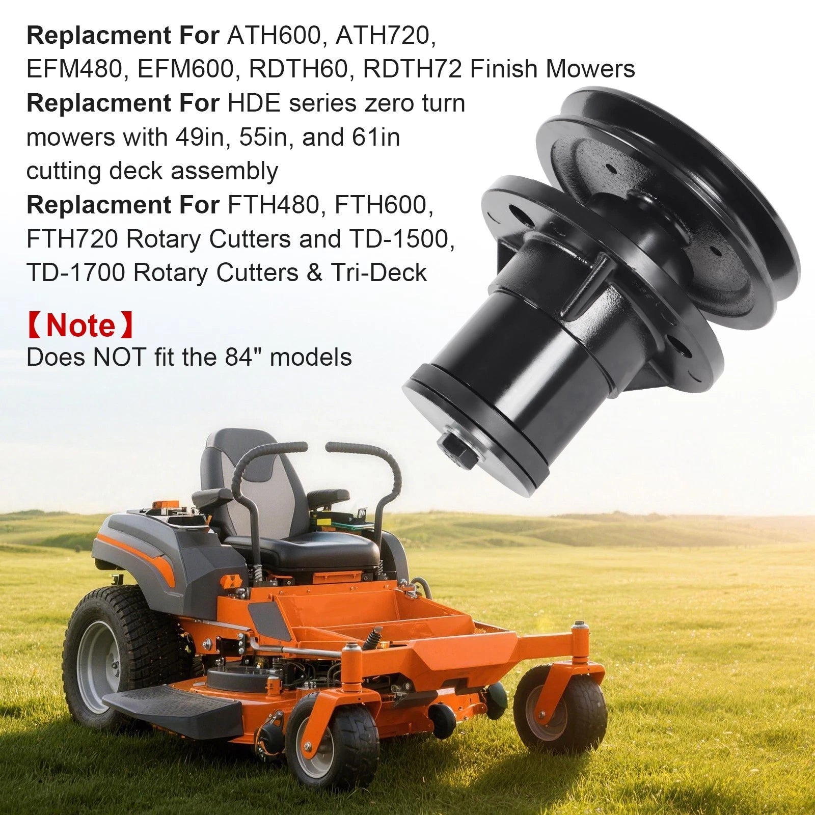 Complete Spindle Assembly for Bush Hog RDTH FTH ATH EFM TD Mowers