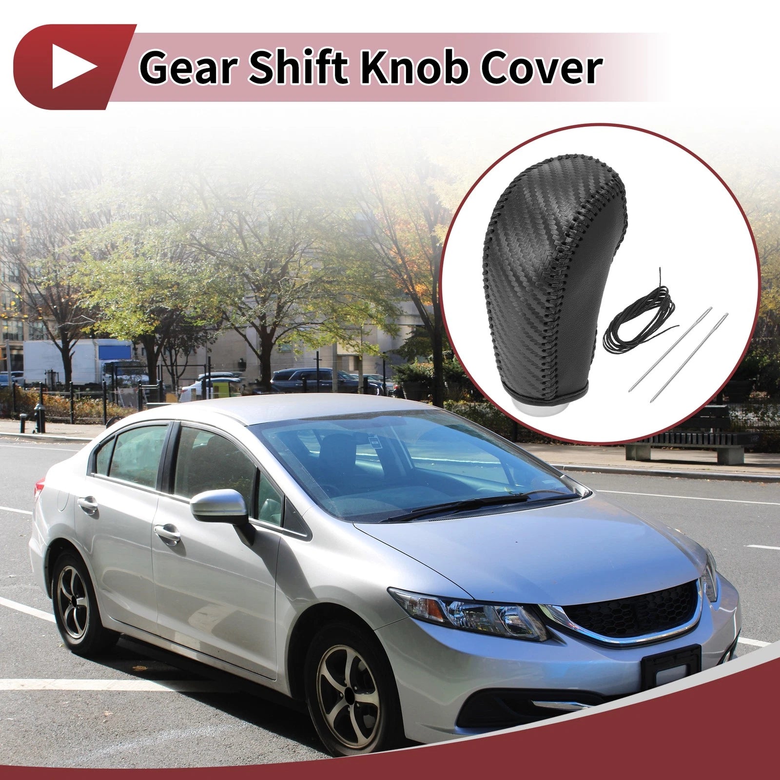 Gear Shift Knob Cover for Subaru Forester (2014–2017) Black Carbon Fiber