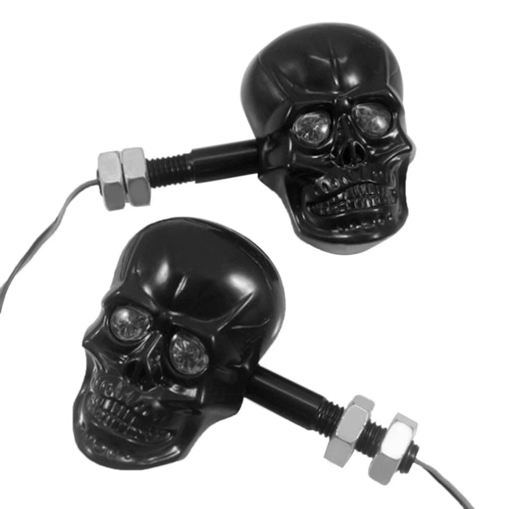 2X Chrome LED Turn Signal Lights for Harley-Davidson (Black)