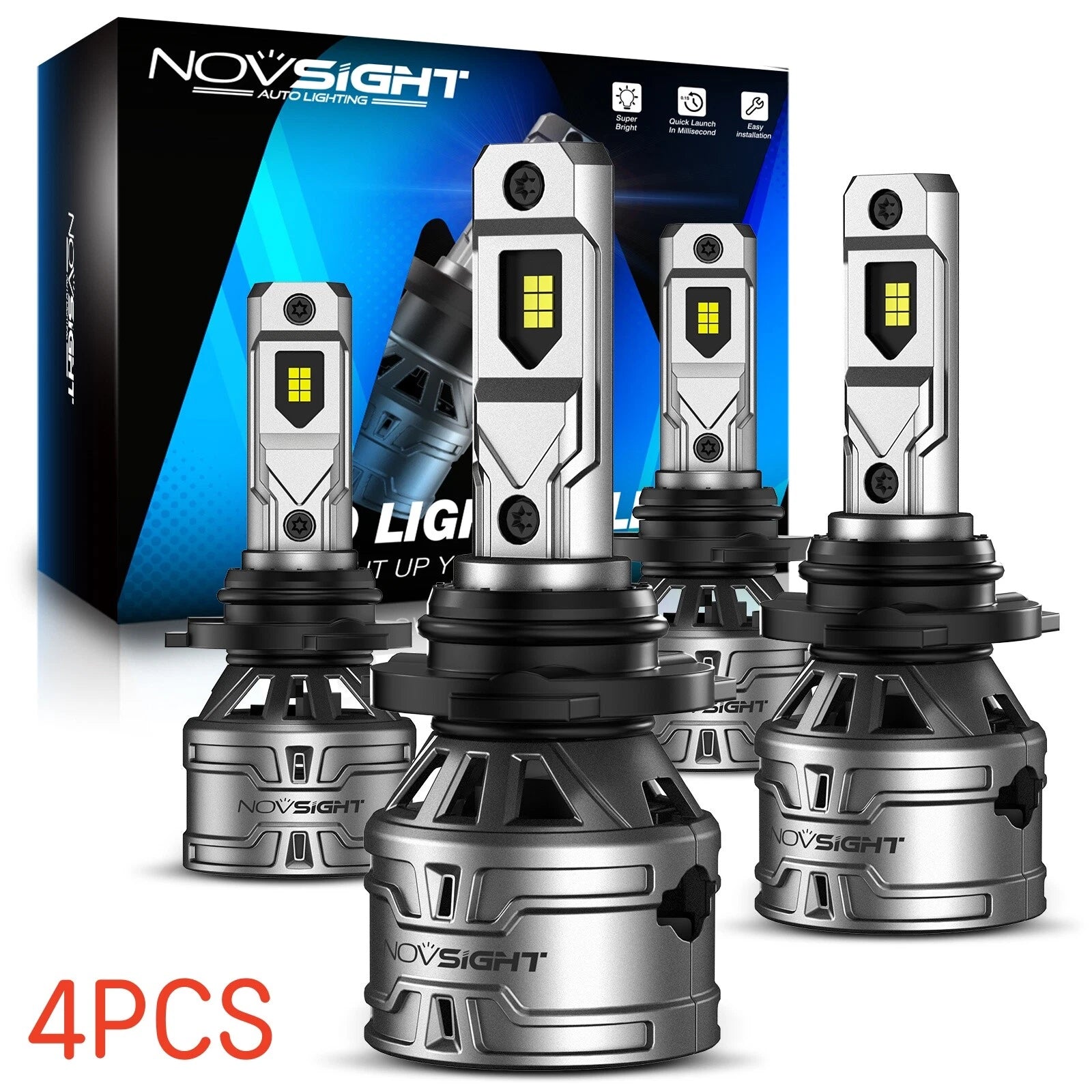 4X 9005 9006 LED Headlight Bulbs for Universal Fit (6500K)