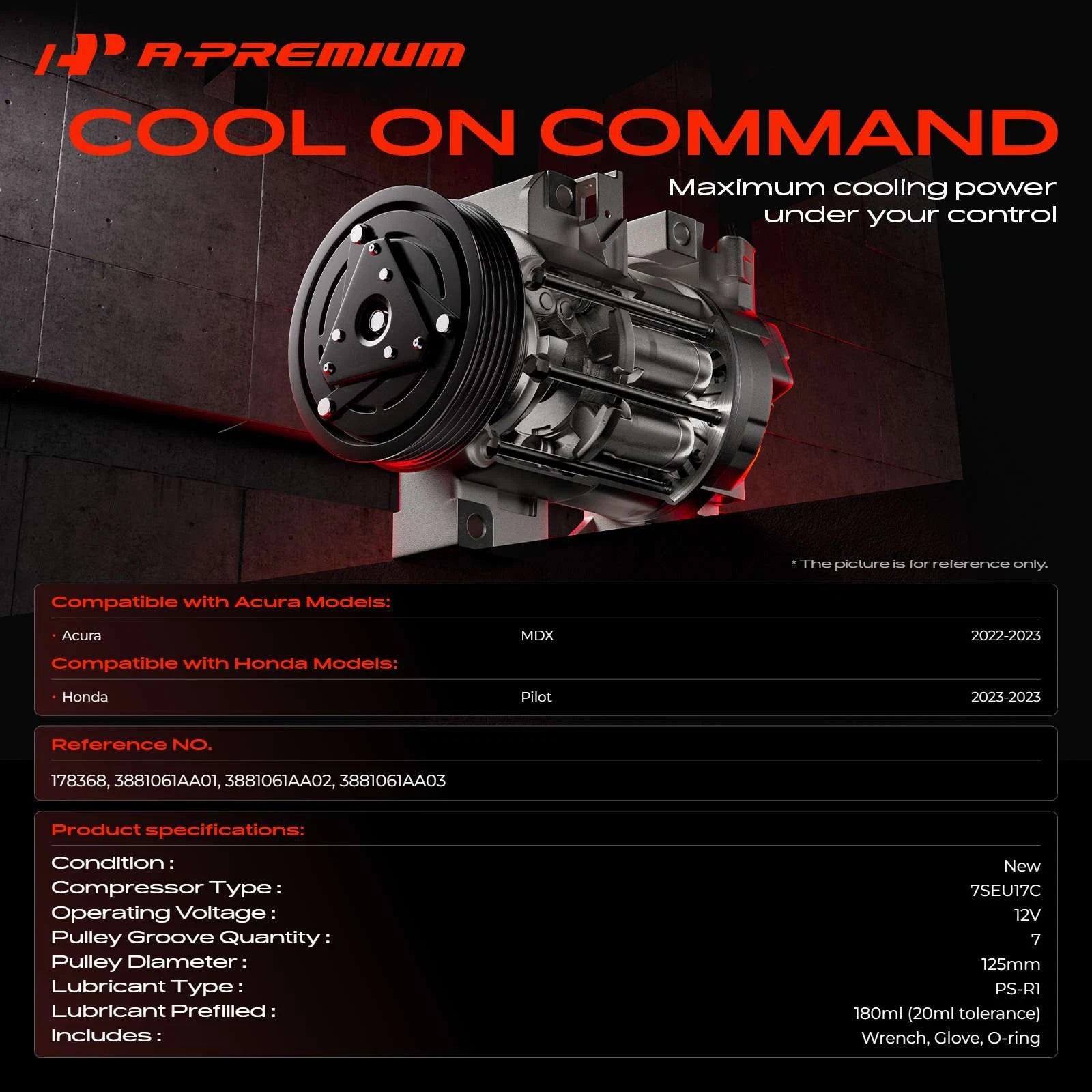 A/C Compressor with Clutch for Honda Pilot (2023–2025) Acura MDX (2022–2025)