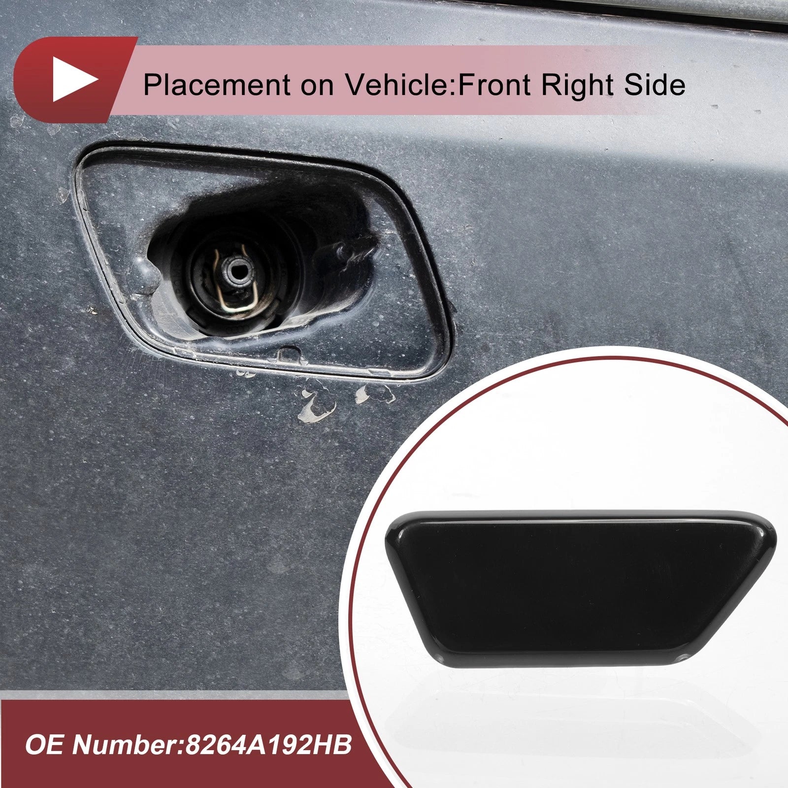 Front Right Washer Nozzle Cover Cap for Mitsubishi Outlander XL (2013–2015) Black