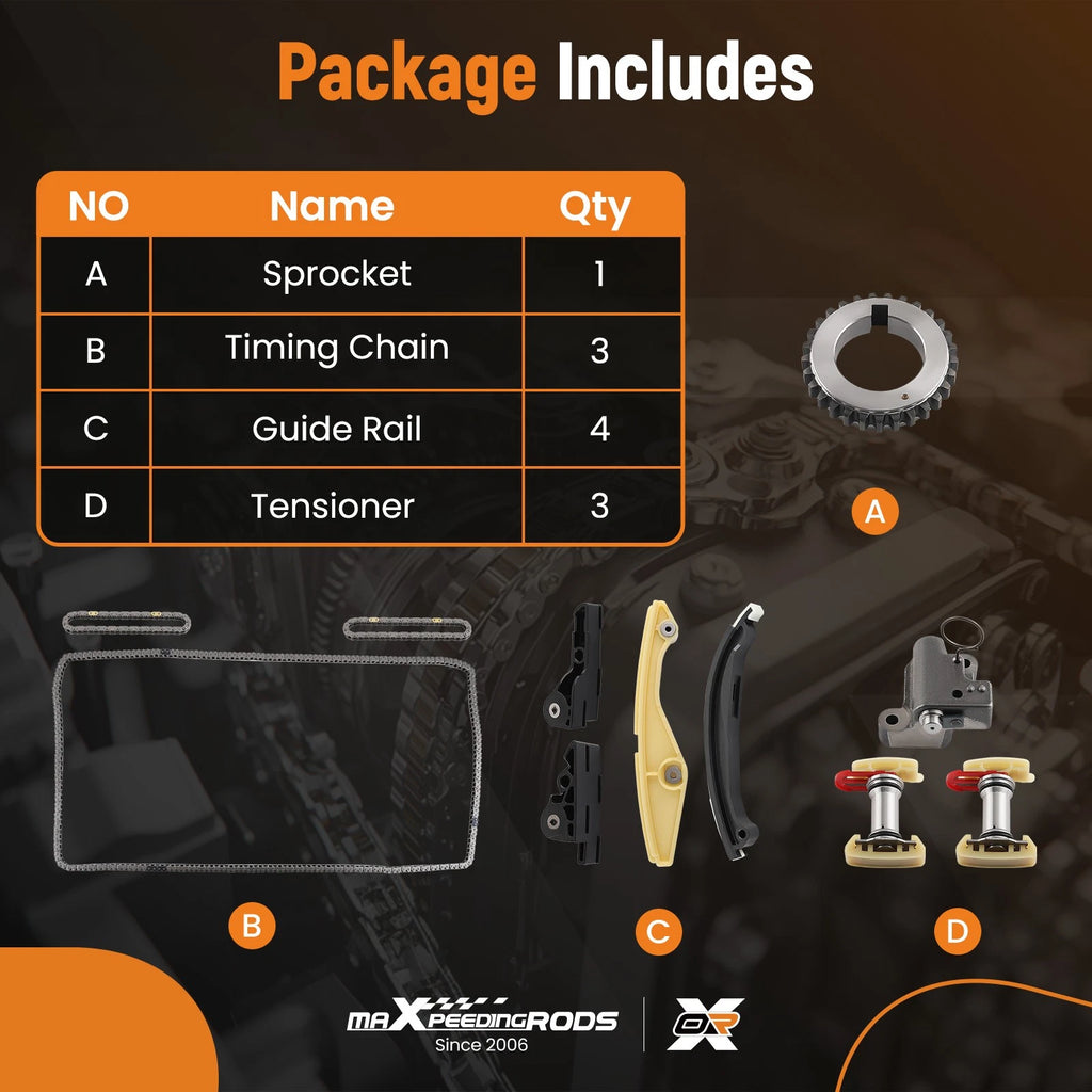 Timing Chain Kit & Tensioner for Lincoln MKX, Ford Taurus, Flex (2007–2019)