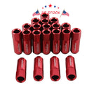 20Pcs Red Extended Forged Aluminum Tuner Racing Lug Nuts for Universal Vehicles 