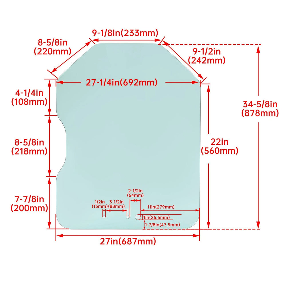 Door Glass Window for Bobcat A220 S175 S185 T190 T200 (Fits Various Models)