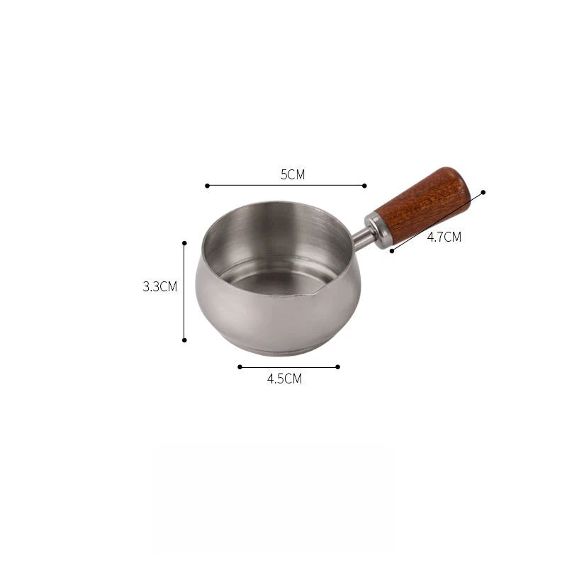 Stainless Steel Gravy Boat with Wooden Handle for Sauces (60ml)